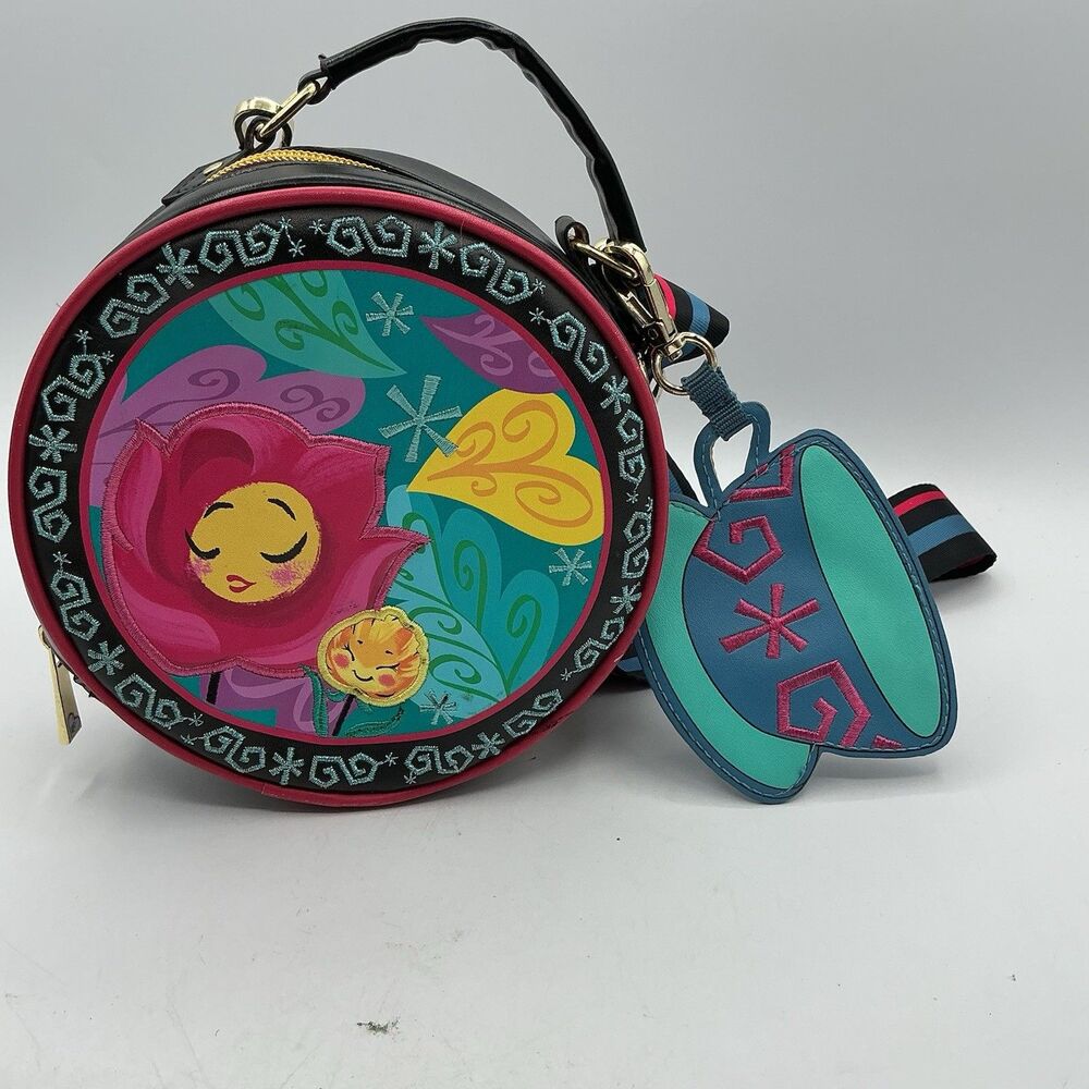 Disney ily 4EVER Flower Face Round Crossbody Bag Teacup Charm Shoulder Purse